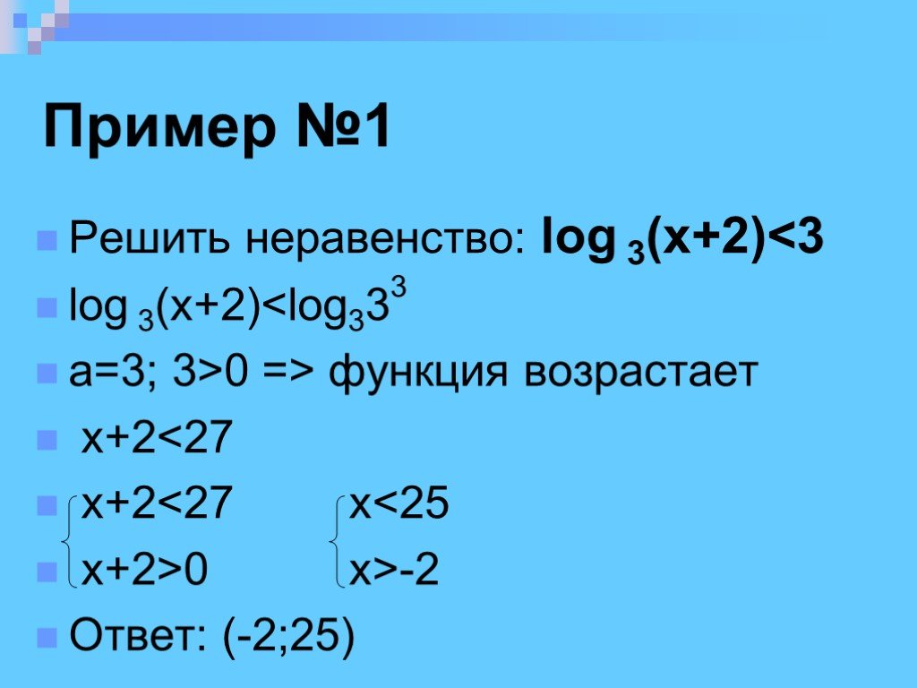 Log3 3 4x 1. Решите неравенство log3(2x-1)<3. Решите неравенство log3 (2+x) <=1. Логарифмические неравенства. Решить неравенство log3 x+2 3.