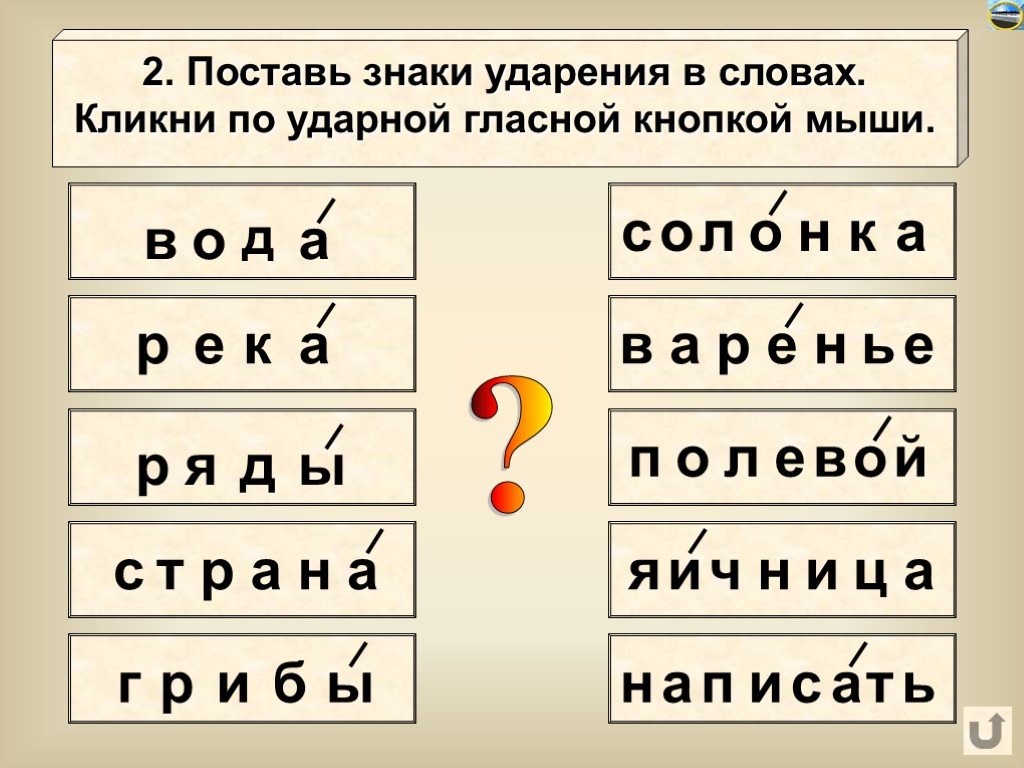 Где поставить ударение родной русский язык 1 класс презентация