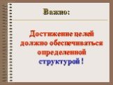 Достижение целей должно обеспечиваться определенной структурой !