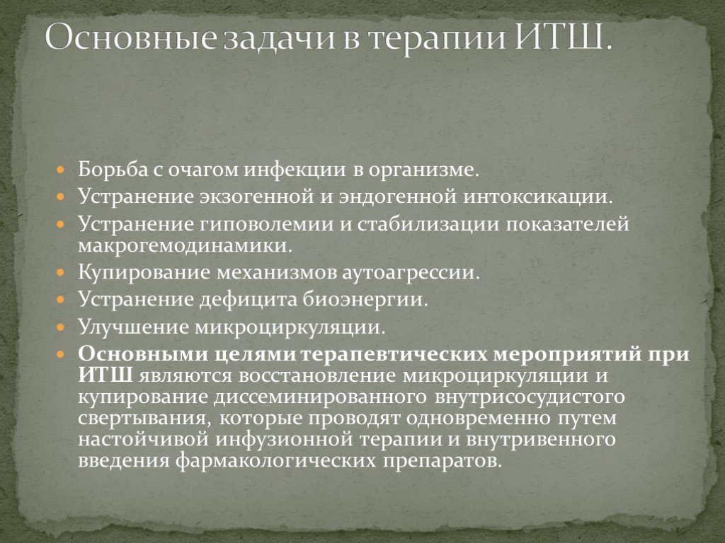 Инфекционно токсический шок презентация