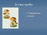 Їстівні гриби. 2. Підберезник 3. Білий