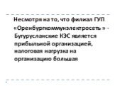 Несмотря на то, что филиал ГУП «Оренбургкоммунэлектросеть » - Бугурусланские КЭС является прибыльной организацией, налоговая нагрузка на организацию большая