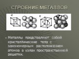 СТРОЕНИЕ МЕТАЛЛОВ. Металлы представляют собой кристаллические тела с закономерным расположением атомов в узлах пространственной решетки.