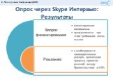 Опрос через Skype Интервью: Результаты