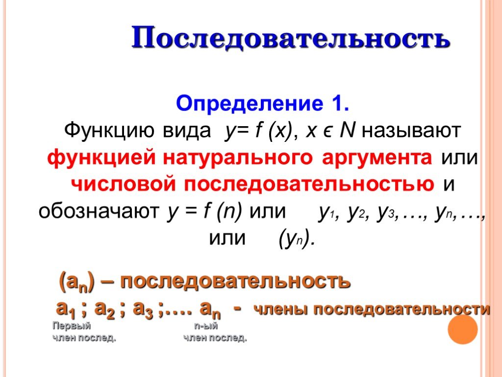 Вид определения функции. Функция числовой последовательности. Определение последовательности. Определение последовательности функции. Числовая последовательность это в математике.