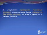 В результате проведения пассивных операций коммерческого банка образуются банковские ресурсы, которые отражаются в пассиве баланса.