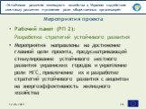 Рабочий пакет (РП 2): Разработка стратегий устойчивого развития Мероприятия направлены на достижение главной цели проекта, предусматривающей стимулирование устойчивого местного развития украинских городов и укрепление роли НГС, привлечение их к разработке стратегий устойчивого развития с акцентом на