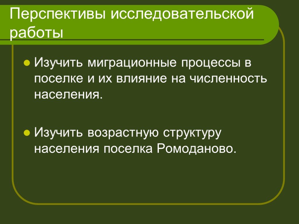 Перспектива исследовательского проекта