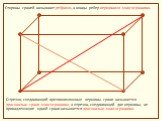 Стороны граней называют ребрами, а концы ребер вершинами многогранника. Отрезок, соединяющий противоположные вершины грани называется диагональю грани многогранника, а отрезок, соединяющий две вершины, не принадлежащие одной грани называется диагональю многогранника.