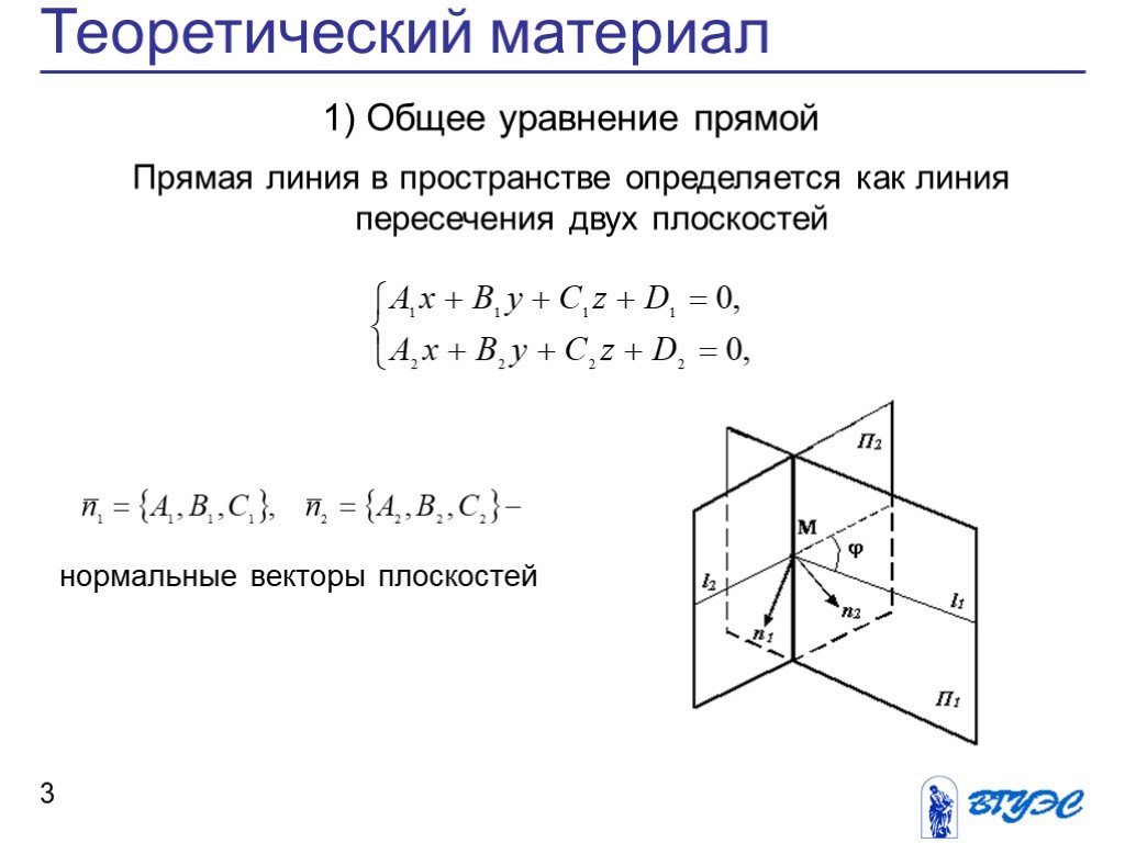 Уравнение прямой в пространстве 10 класс презентация