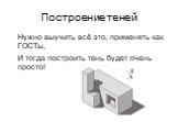 Нужно выучить всё это, применять как ГОСТы, И тогда построить тень будет очень просто!