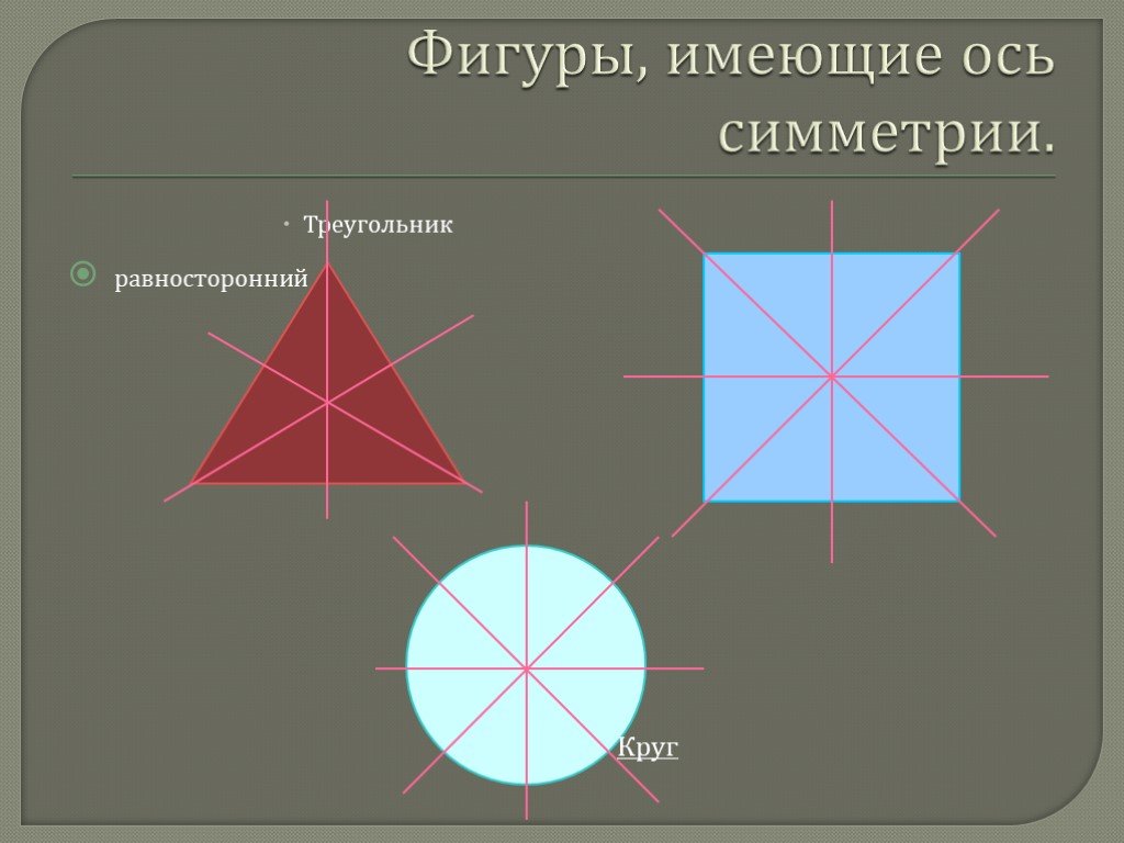 У равностороннего треугольника три оси симметрии. Фигуры имеющие ось симметрии. Фигуры обладающие осевой симметрией. Фигуры не имеющие осей симметрии. Фигуры которые имеют ось симметрии.