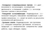 Аккордные и индивидуальные премии. (+) – дают возможность вознаграждать за конкретную деятельность и отношение к работе. (-) – не всегда связаны с целями и результатами. Поощрения за квалификацию. Индивидуально. (+) – позволяет поощрять повышение квалификации и рост профессионализма. (-) – может не 