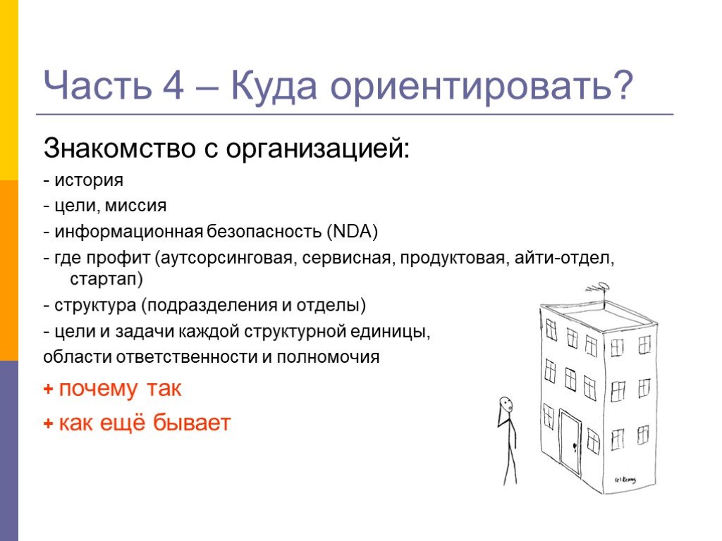 Знакомство с организацией. Цели и задачи,миссию,АЙТИ предприятия. Куда часть. Рассказ об АЙТИ отделе.