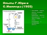 Опыты Г.Юри и С.Миллера (1955). Простейшие жирные кислоты, мочевину, уксусную, муравьиную кислоты, аминокислоты, в том числе и глицин, аланин, аспаргиновую и глутаминовую кислоты.