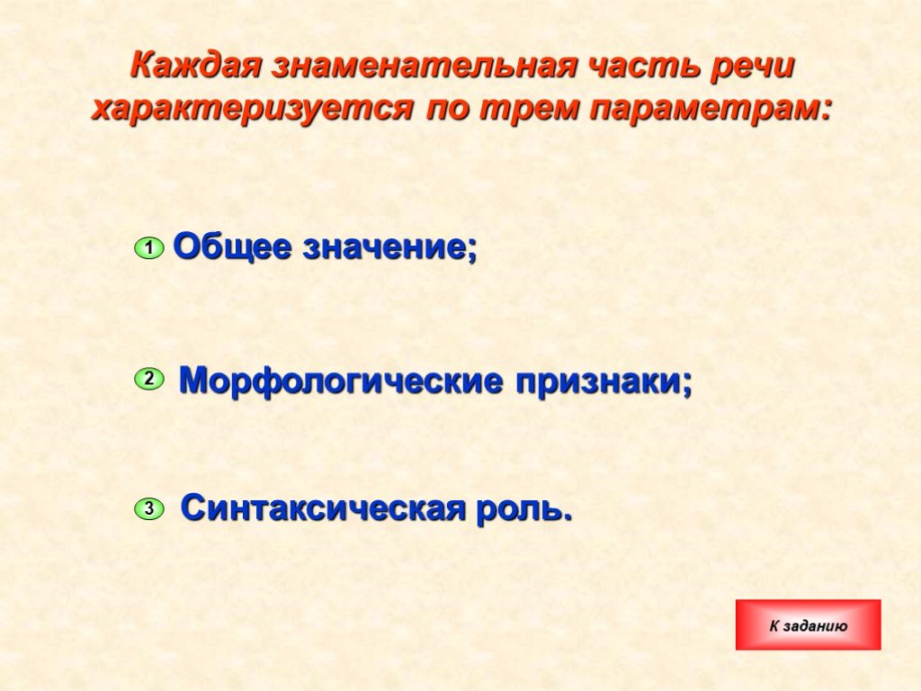 Знаменательные части речи. Синтаксические признаки существительного. Существительные 10 класс. Знаменательные части. Каждая самостоятельная часть речи характеризуется.