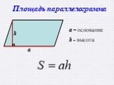Площадь параллелограмма. a – основание h - высота