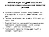 Работа БЦБК создает социально-экономические ограничения развития региона. Малый и средний бизнес по программе по моногородам – трудоустроено более 1000 чел. Особая экономическая зона от 2000 чел. до 12 000 чел. Трудоустройство высококвалифицированных работников (предложение ОАО «Ангара-Пейпа») - 250