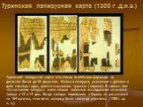Туринская папирусная карта (1300 г .д.н.э.). Туринский папиpycная карта это список египетских фараонов от династии богов до 16 династии. Имена в папирусе, указанные с датами в днях месяцах годах, даются в основном тронные (первые). В связи с тем что состояние папируса очень плохое полезные исследова