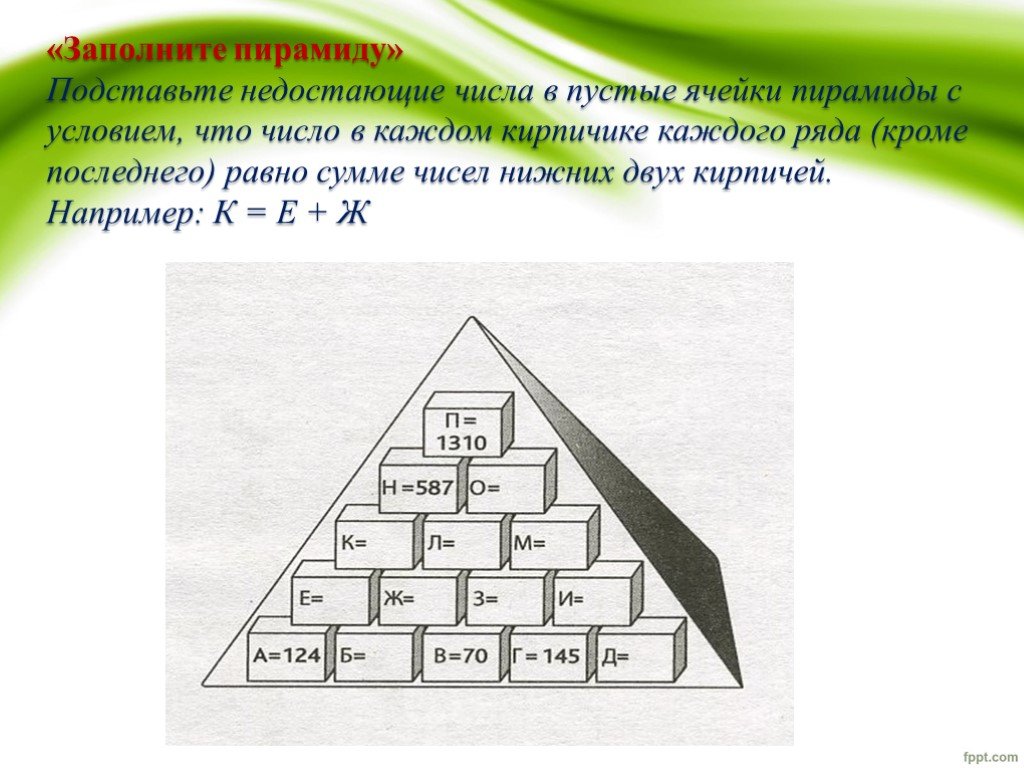2 друга пирамида. Числовая пирамида. Головоломка математическая пирамида. Математическая пирамида с цифрами. Математические пирамиды с примерами.