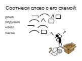 Соотнеси слово с его схемой: дома подушка наказ палка