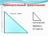 Прямоугольный треугольник: - натянутая веревка от шеста. Вертикальный шест. Натянутая веревка