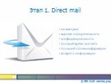 ’95 ’98 ’01 ’04 today tomorrow Этап 1. Direct mail. низкая цена высокая избирательность конфиденциальность большее время контакта больший объем информации возврат к информации