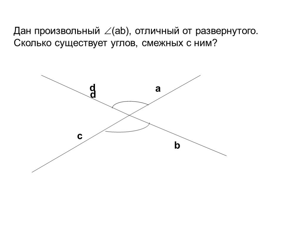 Угол смежный с данным. Сколько имеется углов смежных данному. Сколько существует углов смежных с данным. Угол Отличный от развернутого. Угол смежный с данным углом.