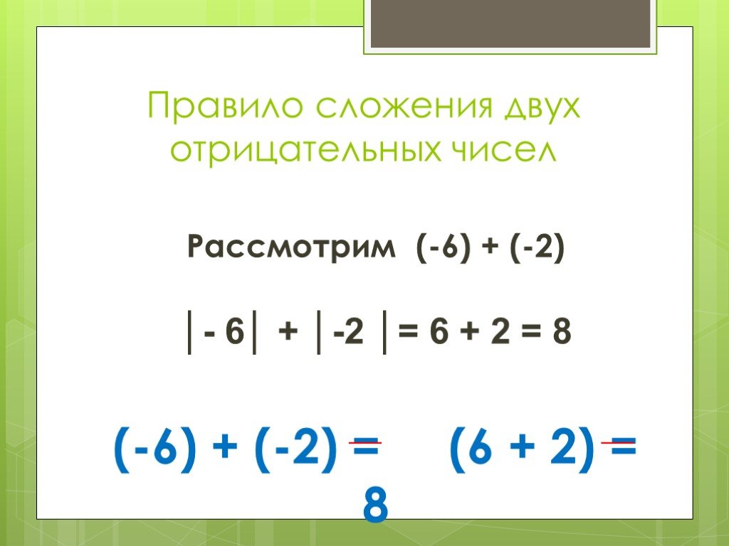 Два отрицательных. Сложение двух отрицательных чисел. Сложение отрицательного числа на отрицательное. Сложение двух отрицательных чисел правило. Презентация сложение отрицательных чисел.