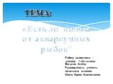 Работу выполнила : ученица 1 «А» класса Магаляс Алёна Руководитель: учитель начальных классов Шило Ирина Анатольевна. ТЕМА: «Есть ли польза от аквариумных рыбок"