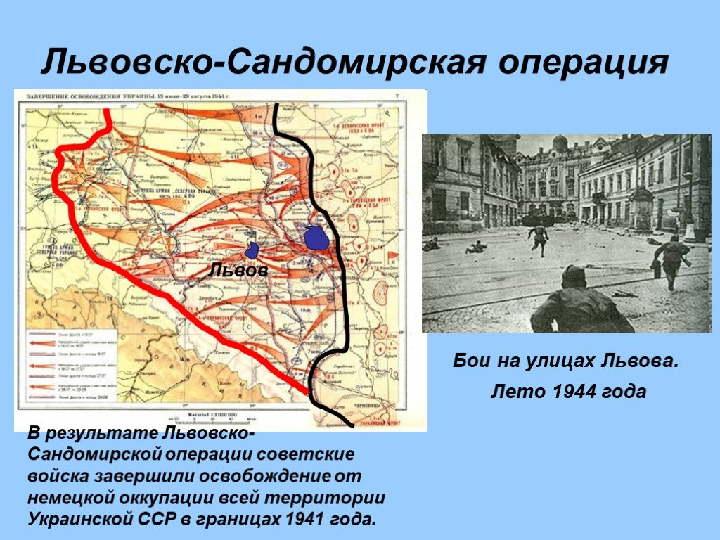 Какой город был освобожден первым. Львовско-Сандомирская операция 1944. Львовско-Сандомирская операция (13 июля — 29 августа 1944). Львовско Сандомирская операция 1944 года карта. Львовско-Сандомирская стратегическая наступательная операция карта.