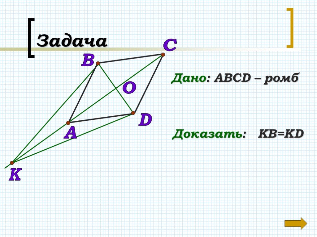 Abcd ромб доказать mo перпендикулярно bd. Как доказать ромб.