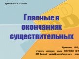 Гласные в окончаниях существительных. Булатова Л.П., учитель русского языка БОУСОШ №1 МО Динской районКраснодарского края. Русский язык 10 класс