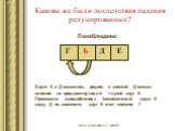 Каковы же были последствия падения редуцированных? Понаблюдаем: К Д Е Ь Г. Звуки К и Д оказались рядом, и звонкий Д оказал влияние на предшествующий глухой звук К. Произошло «уподобление» (ассимиляция) звука К звуку Д по звонкости, звук К стал звонким Г.