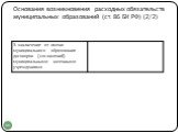Основания возникновения расходных обязательств муниципальных образований (ст. 86 БК РФ) (2/2)