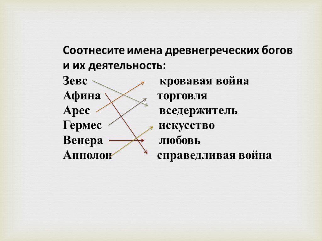 Соедините соответствие