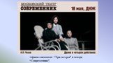 Афиша спектакля “Три сестры” в театре “Современник”.