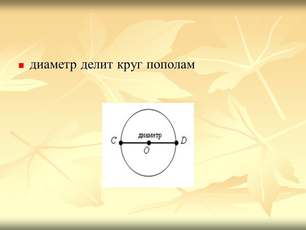 Диаметр делит окружность на две дуги. Диаметр делит окружность пополам. Круг делится диаметром пополам. Окружность пополам это диаметр. Диаметр делит круг.