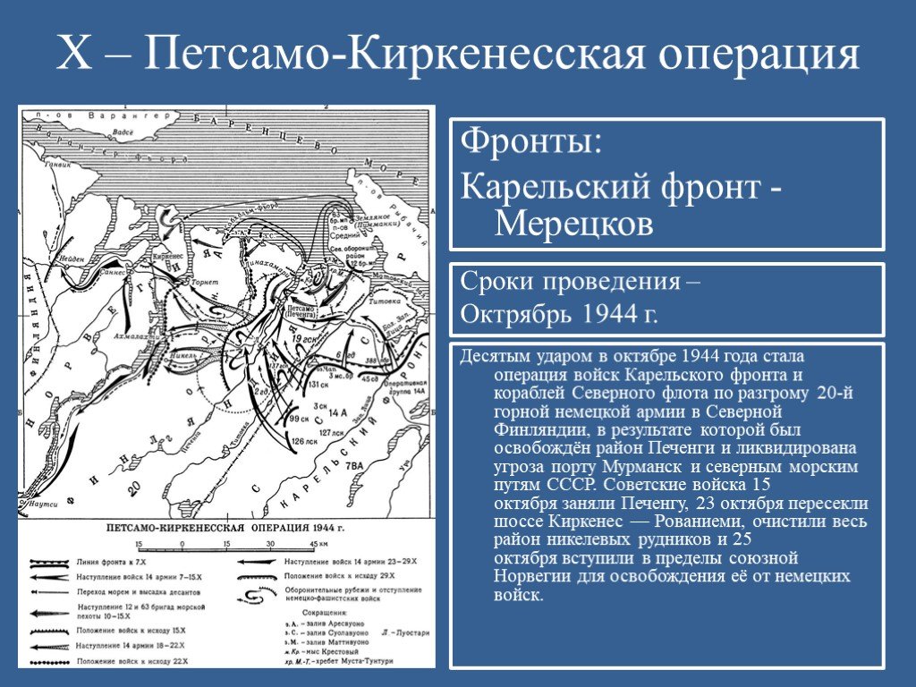 Петсамо киркенесская операция дата. Петсамо-Киркенесская операция. Петсамо-Киркенесская операция 10 сталинских ударов. Петсамо-Киркенесская операция главнокомандующие. Операция в Северной Финляндии (октябрь 1944 г.).