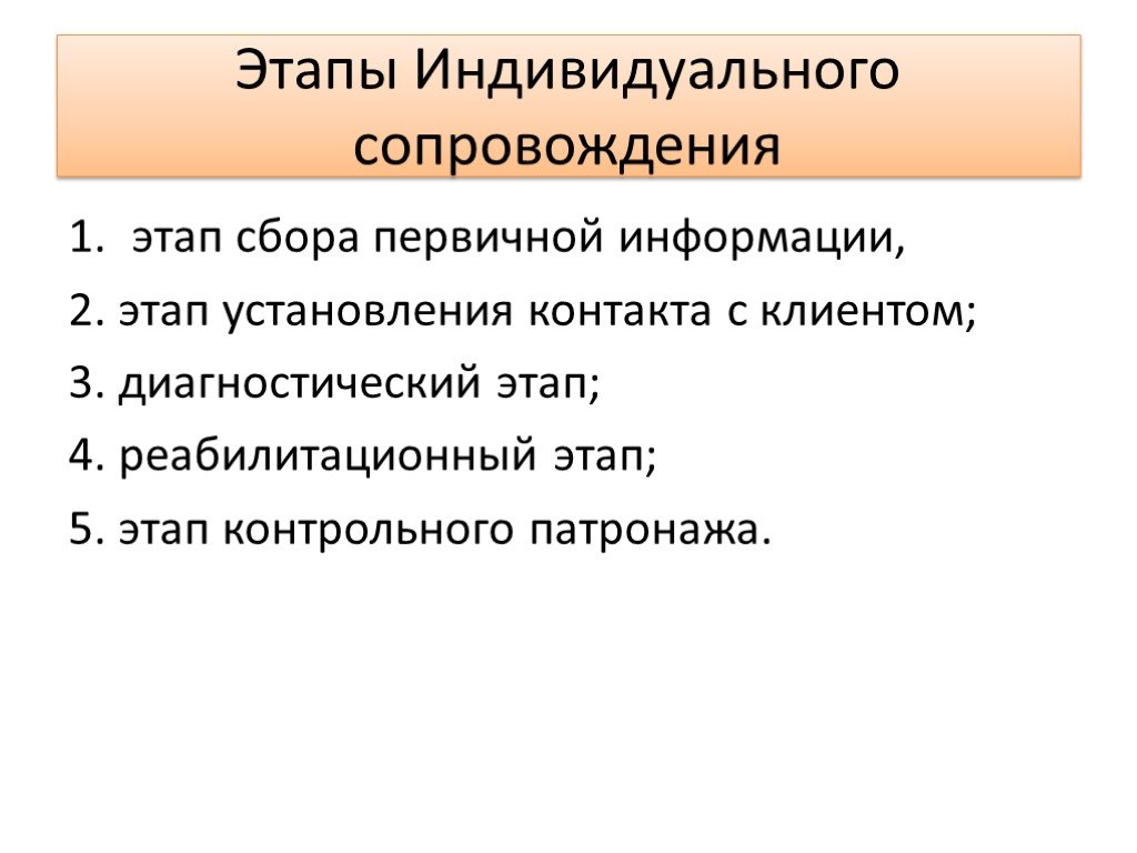 Этапы сопровождения. Этапы индивидуального сопровождения. Индивидуальный этап. Диагностический этап сопровождения.