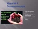 Идея № 1. Экологическая. Одной из насущных проблем любого города, в том числе и Новосибирска, является грязь и мусор на его улицах и во дворах.