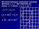 На какую величину изменится значение функции при переходе от точки к точке ? x y 0 M х0 + ∆х ?