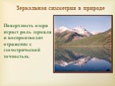 Поверхность озера играет роль зеркала и воспроизводит отражение с геометрической точностью. Зеркальная симметрия в природе