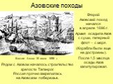 Второй Азовский поход начался в апреле 1696 г. Армия осадила Азов с суши, галерный флот – с моря. (Корабли были еще не достроены). После 1,5 месяца осады Азов капитулировал. Взятие Азова 18 июля 1696 г. Рядом с Азовом началось строительство крепости Таганрог. Россия прочно закрепилась на Азовском по