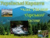 Українські Карпати. частина гірської системи