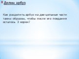 Делим арбуз. Как разделить арбуз на две цельные части таким образом, чтобы после его поедания осталось 3 корки?