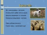 Буква «Ю». Вот южнорусская овчарка, В мохнатой шубке ей не жарко. Шерсть защищает от клыков Коварных хищников – волков. Овец собаки стерегут, Пасти овец – нелёгкий труд!