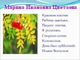 Марина Ивановна Цветаева. Красною кистью Рябина зажглась. Падали листья, Я родилась. Спорили сотни Колоколов. День был субботний: Иоанн Богослов