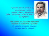 Русский язык в умелых руках и в опытных устах – красив, певуч, выразителен, гибок, послушен, ловок и вместителен. – А. Куприн. Викторина по русским народным сказкам и сказкам А.Пушкина (К неделе русского языка и литературного чтения)