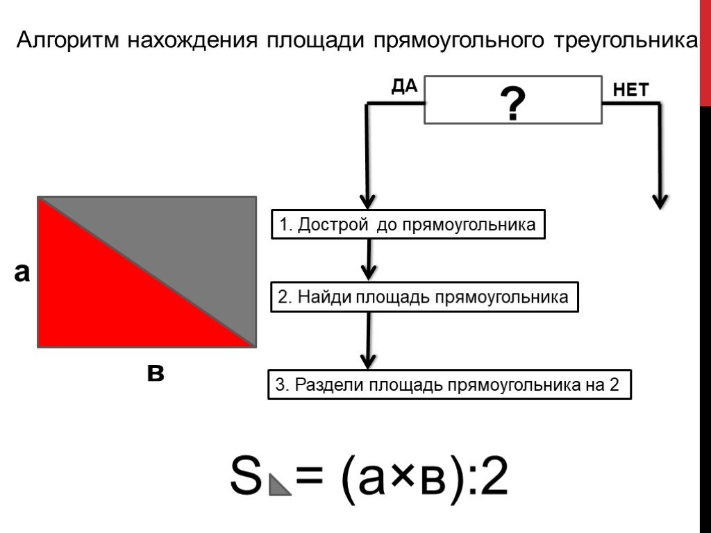 Презентация площадь прямоугольного треугольника